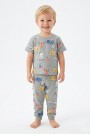 Erkek Bebek Koala ve Fil Figürlü %100 Pamuk Reaktif Boyalı Süprem Kumaş Kısa Kollu Pijama Takımı