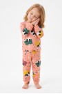 Unisex Panda ve Kalp Desenli %100 Pamuk Reaktif Boyama İnterlok Kumaş Uzun Kollu Pijama Takımı