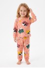 Unisex Panda ve Kalp Desenli %100 Pamuk Reaktif Boyama İnterlok Kumaş Uzun Kollu Pijama Takımı