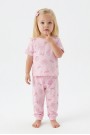 Kız Bebek Deniz Yıldızı ve İstiridye Desenli %100 Pamuk Reaktif Boyalı Süprem Kumaş Kısa Kollu Pijama Takımı