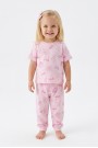 Kız Bebek Deniz Yıldızı ve İstiridye Desenli %100 Pamuk Reaktif Boyalı Süprem Kumaş Kısa Kollu Pijama Takımı