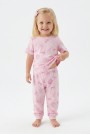 Kız Bebek Deniz Yıldızı ve İstiridye Desenli %100 Pamuk Reaktif Boyalı Süprem Kumaş Kısa Kollu Pijama Takımı