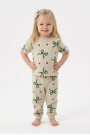 Kız Bebek Fiyonk ve Puantiye Desenli %100 Pamuk Reaktif Boyalı Süprem Kumaş Kısa Kollu Pijama Takımı