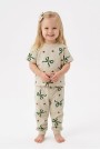 Kız Bebek Fiyonk ve Puantiye Desenli %100 Pamuk Reaktif Boyalı Süprem Kumaş Kısa Kollu Pijama Takımı