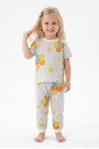 Kız Bebek Renkli Papatya Çiçek Desenli %100 Pamuk Süprem Kumaş Kısa Kollu Pijama Takımı