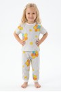 Kız Bebek Renkli Papatya Çiçek Desenli %100 Pamuk Süprem Kumaş Kısa Kollu Pijama Takımı