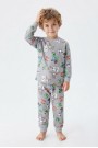 Erkek Bebek Karakter Baskılı %100 Pamuk Süprem Kumaş Reaktif Boyama Uzun Kollu Pijama Takımı 