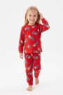 Erkek Bebek Sevimli Ayıcık Desenli %100 Pamuk Reaktif Boyama Süprem Kumaş Uzun Kollu Pijama Takımı