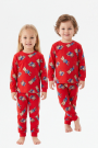 Erkek Bebek Sevimli Ayıcık Desenli %100 Pamuk Reaktif Boyama Süprem Kumaş Uzun Kollu Pijama Takımı