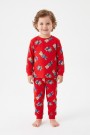 Erkek Bebek Sevimli Ayıcık Desenli %100 Pamuk Reaktif Boyama Süprem Kumaş Uzun Kollu Pijama Takımı