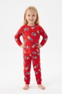 Erkek Bebek Sevimli Ayıcık Desenli %100 Pamuk Reaktif Boyama Süprem Kumaş Uzun Kollu Pijama Takımı