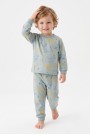 Erkek Bebek Safari Hayvanları Desenli %100 Pamuk Reaktif Boyama Süprem Kumaş Uzun Kollu Pijama Takımı