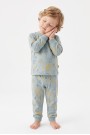 Erkek Bebek Safari Hayvanları Desenli %100 Pamuk Reaktif Boyama Süprem Kumaş Uzun Kollu Pijama Takımı