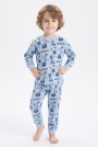 Erkek Bebek Karakter Baskılı %100 Pamuk Süprem Kumaş Reaktif Boyama Uzun Kollu Pijama Takımı 