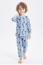 Erkek Bebek Karakter Baskılı %100 Pamuk Süprem Kumaş Reaktif Boyama Uzun Kollu Pijama Takımı 
