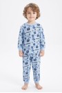 Erkek Bebek Karakter Baskılı %100 Pamuk Süprem Kumaş Reaktif Boyama Uzun Kollu Pijama Takımı 