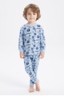 Erkek Bebek Karakter Baskılı %100 Pamuk Süprem Kumaş Reaktif Boyama Uzun Kollu Pijama Takımı 