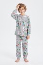 Erkek Çocuk Karakter Baskılı %100 Pamuk Süprem Kumaş Reaktif Boyama Uzun Kollu Pijama Takımı 