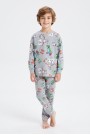 Erkek Çocuk Karakter Baskılı %100 Pamuk Süprem Kumaş Reaktif Boyama Uzun Kollu Pijama Takımı 