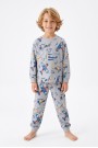 Erkek Çocuk Uçak  Baskılı %100 Pamuk Süprem Kumaş Reaktif Boyama Uzun Kollu Pijama Takımı 