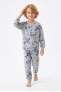 Erkek Çocuk Uçak  Baskılı %100 Pamuk Süprem Kumaş Reaktif Boyama Uzun Kollu Pijama Takımı 