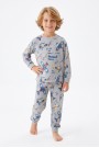 Erkek Çocuk Uçak  Baskılı %100 Pamuk Süprem Kumaş Reaktif Boyama Uzun Kollu Pijama Takımı 