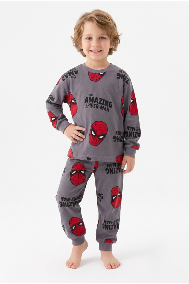 Erkek Çocuk Karakter Baskılı %100 Pamuk Süprem Kumaş Reaktif Boyama Uzun Kollu Pijama Takımı 
