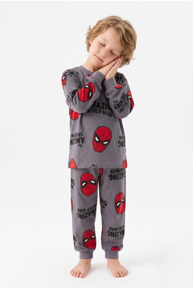 Erkek Çocuk Karakter Baskılı %100 Pamuk Süprem Kumaş Reaktif Boyama Uzun Kollu Pijama Takımı 