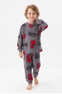 Erkek Çocuk Karakter Baskılı %100 Pamuk Süprem Kumaş Reaktif Boyama Uzun Kollu Pijama Takımı 