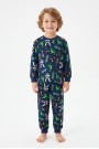Erkek Çocuk Karakter Baskılı %100 Pamuk Reaktif Boyama Süprem Kumaş Uzun Kollu Pijama Takımı