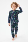 Erkek Çocuk Karakter Baskılı %100 Pamuk Reaktif Boyama Süprem Kumaş Uzun Kollu Pijama Takımı