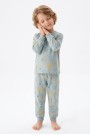 Erkek Çocuk Safari Hayvanları Desenli %100 Pamuk Reaktif Boyama Süprem Kumaş Uzun Kollu Pijama Takımı