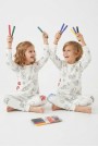 Üniseks Çocuk Boyanabilir Desenli %100 Pamuk Süprem Kumaş Uzun Kollu Pijama Takımı
