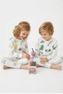 Üniseks Çocuk Boyanabilir Desenli %100 Pamuk Süprem Kumaş Uzun Kollu Pijama Takımı
