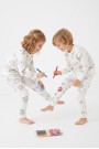 Üniseks Çocuk Boyanabilir Desenli %100 Pamuk Süprem Kumaş Uzun Kollu Pijama Takımı