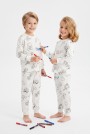 Üniseks Çocuk Boyanabilir Desenli %100 Pamuk Süprem Kumaş Uzun Kollu Pijama Takımı