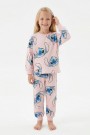 Kız Çocuk Baskılı %100 Pamuk Reaktif Boyalı Süprem Kumaş Uzun Kollu Pijama Takımı