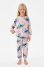 Kız Çocuk Baskılı %100 Pamuk Reaktif Boyalı Süprem Kumaş Uzun Kollu Pijama Takımı