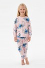 Kız Çocuk Baskılı %100 Pamuk Reaktif Boyalı Süprem Kumaş Uzun Kollu Pijama Takımı