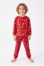 Üniseks Çocuk Noel Baba ve Zencefilli Kurabiye Desenli %100 Pamuk Reaktif Boyama İnterlok Kumaş Uzun Kollu Pijama Takımı