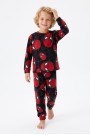 Erkek Çocuk Karakter Maske Desenli%100 Pamuk Reaktif Boyama İnterlok Kumaş Uzun Kollu Pijama Takımı 