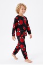 Erkek Çocuk Karakter Maske Desenli%100 Pamuk Reaktif Boyama İnterlok Kumaş Uzun Kollu Pijama Takımı 