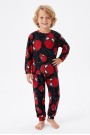Erkek Çocuk Karakter Maske Desenli%100 Pamuk Reaktif Boyama İnterlok Kumaş Uzun Kollu Pijama Takımı 