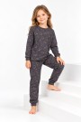 Kız Çocuk Kalp Desenli %100 Pamuk Reaktif Boyalı İnterlok Kumaş Uzun Kollu Pijama Takımı