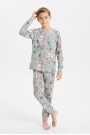 Garson Erkek Çocuk Karakter Baskılı %100 Pamuk Süprem Kumaş Reaktif Boyama Uzun Kollu Pijama Takımı 