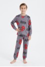 Garson Erkek Çocuk Karakter Baskılı %100 Pamuk Süprem Kumaş Reaktif Boyama Uzun Kollu Pijama Takımı 