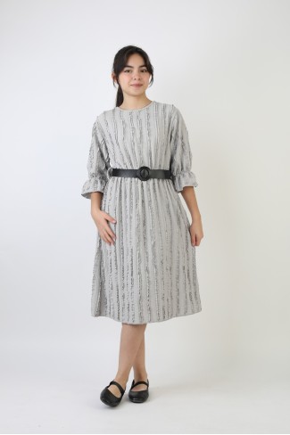 Fırfırlı Bürümcük Kumaş Kız Çocuk Kemerli Günlük Şık ve Rahat Elbise