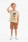 Erkek Çocuk Baskılı Kısa Kollu Pamuklu Tişört Ve Şort İkili Yazlık Takım