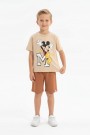 Erkek Çocuk Baskılı Kısa Kollu Pamuklu Tişört Ve Şort İkili Yazlık Takım
