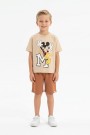 Erkek Çocuk Baskılı Kısa Kollu Pamuklu Tişört Ve Şort İkili Yazlık Takım
